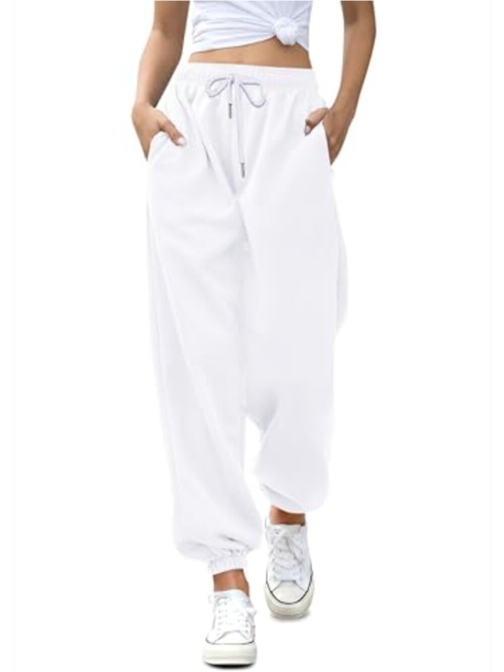 High Waist Loose Drawstring Sweatpants with Pockets for Women